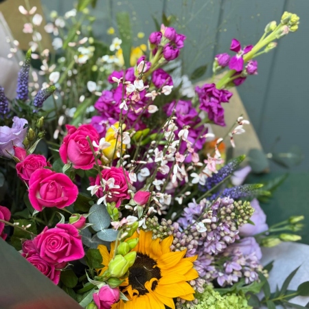 pinks-and-yellow-sunflower